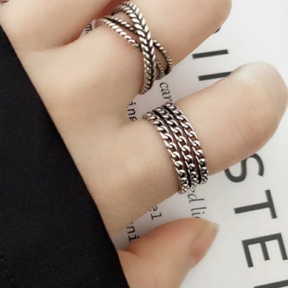 ⛓Insta  ring chain ring sterling silver ring - Picture 5 of 6